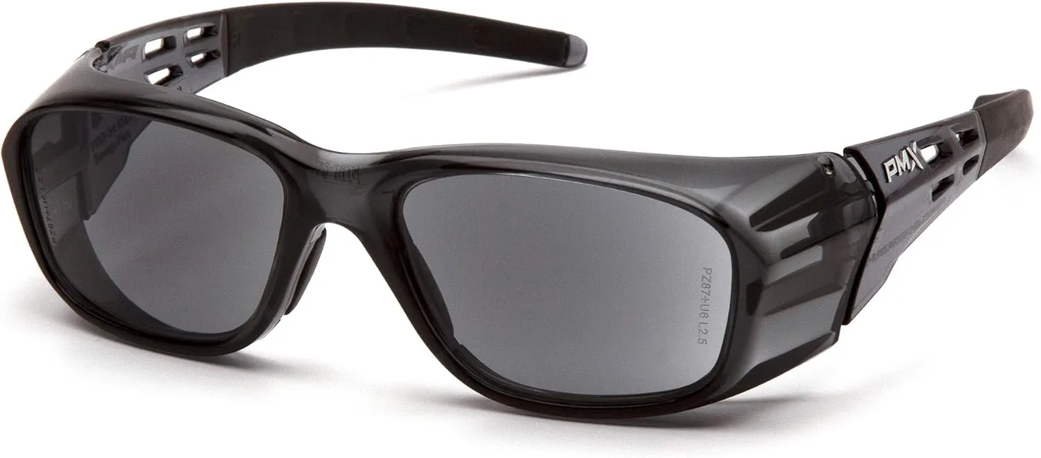Pyramex Emerge Plus Readers Safety Glass Gray Frame Clear Full Reader 2.0 Diopter Lens