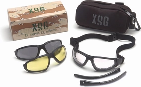 Pyramex XSG Safety Eyewear, Clear Ballistic, Gray Ballistic And Amber Ballistic Interchangeable Lenses With Black Frame