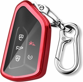 QBUC for Volkswagen Key Fob Cover with Keychain,Car Key Case fit for VW ID.4 ID.3 MK8 Golf GTI Seat Leon MK4 Skoda Octavia（Red）