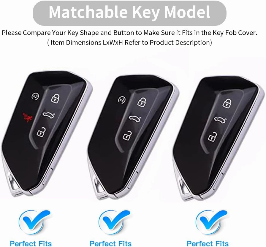 QBUC for Volkswagen Key Fob Cover with Keychain,Car Key Case fit for VW ID.4 ID.3 MK8 Golf GTI Seat Leon MK4 Skoda Octavia（Red）