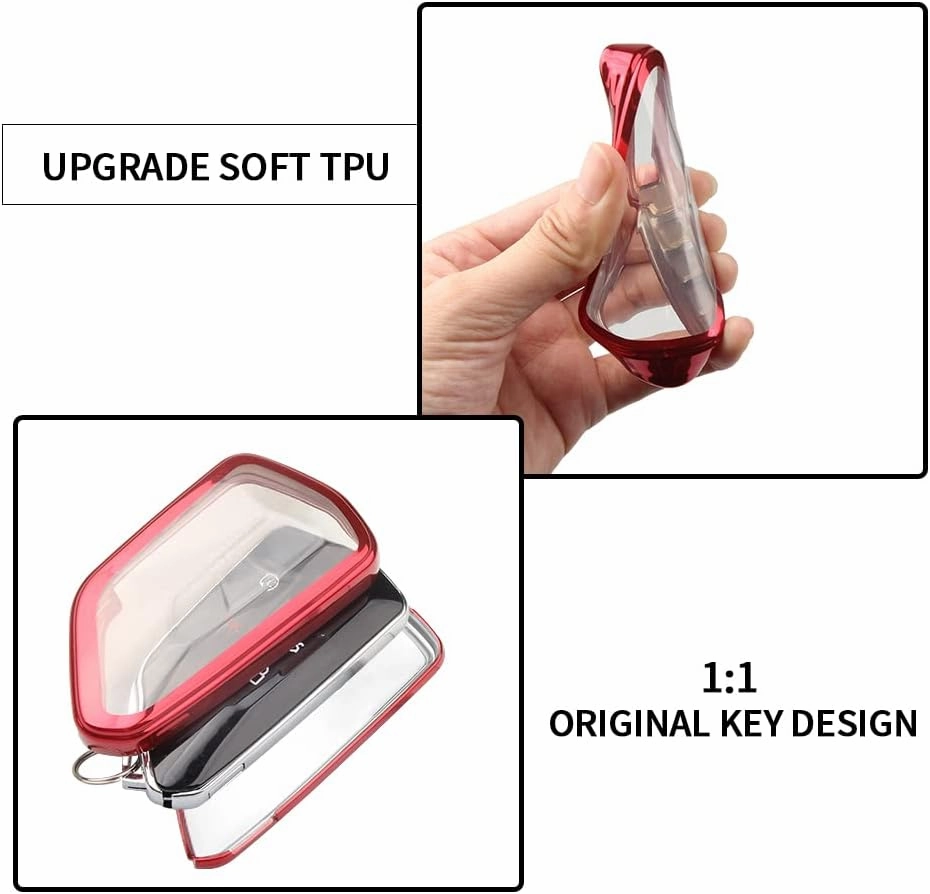 QBUC for Volkswagen Key Fob Cover with Keychain,Car Key Case fit for VW ID.4 ID.3 MK8 Golf GTI Seat Leon MK4 Skoda Octavia（Red）