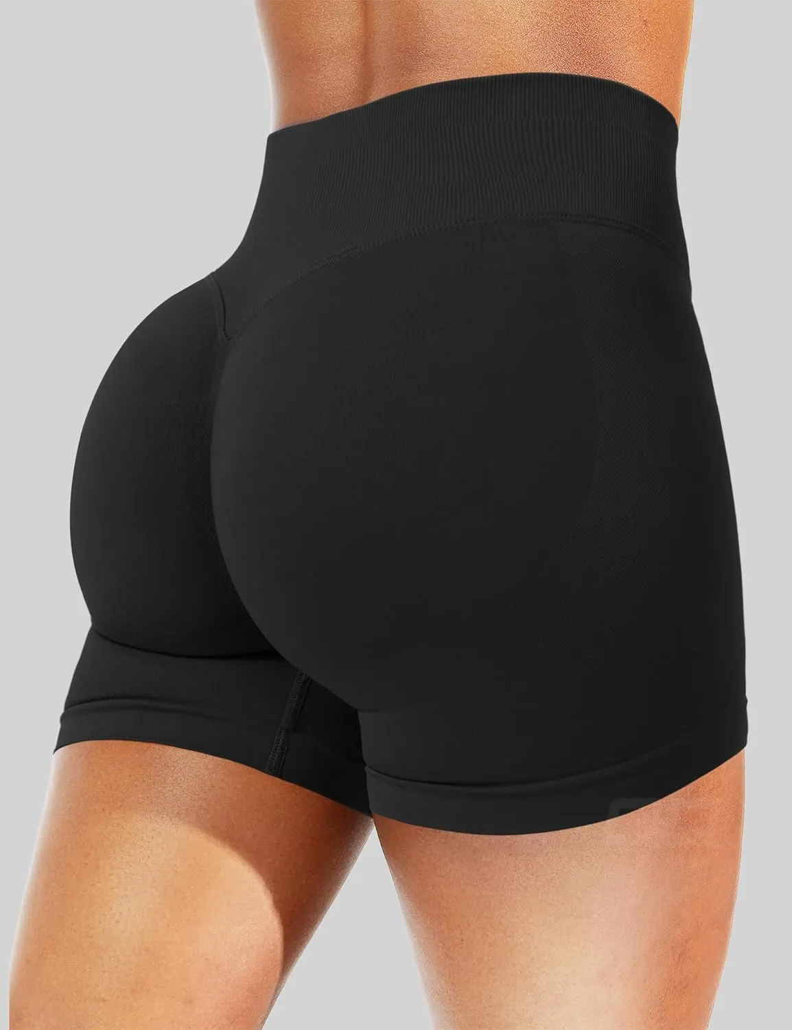 QOQ Women Workout Shorts 4.5" Scrunch Booty Gym Shorts Seamless Butt Lifting Impact Yoga Shorts