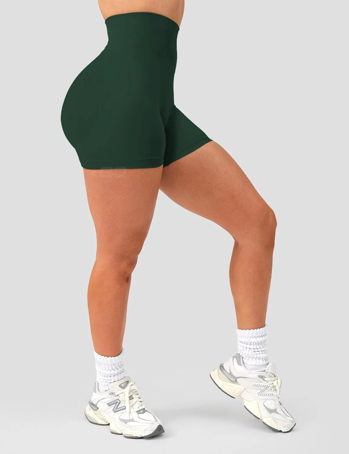 QOQ Women Workout Shorts 4.5" Scrunch Booty Gym Shorts Seamless Butt Lifting Impact Yoga Shorts
