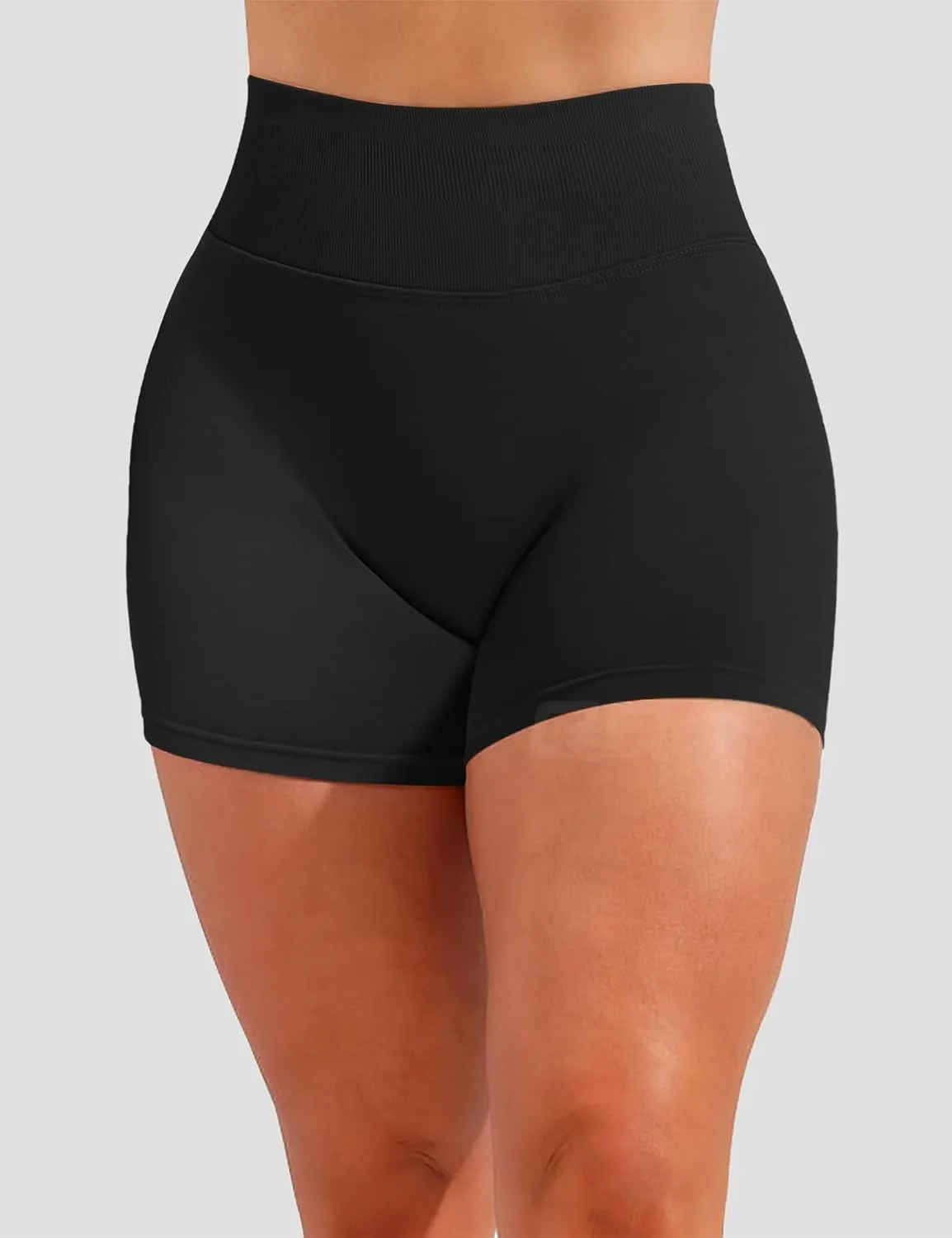 QOQ Women Workout Shorts 4.5" Scrunch Booty Gym Shorts Seamless Butt Lifting Impact Yoga Shorts