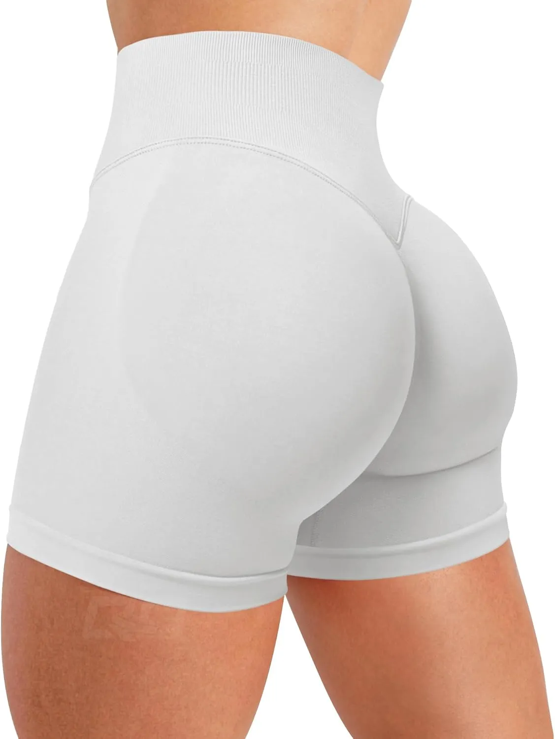 QOQ Women Workout Shorts 4.5" Scrunch Booty Gym Shorts Seamless Butt Lifting Impact Yoga Shorts