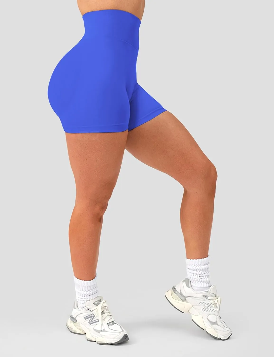 QOQ Women Workout Shorts 4.5" Scrunch Booty Gym Shorts Seamless Butt Lifting Impact Yoga Shorts