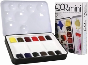QoR Mini Set by GOLDEN, 12 Half Pan Watercolors, Professional Watercolor Paint Set
