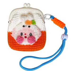 Rabbit Wristlet Wristlet Bag Kiss Lock Coin Purse Handmade Crochet Women's Key Bag Card Jewelry Tiny Cute Handbag For Girls (bunny bag)