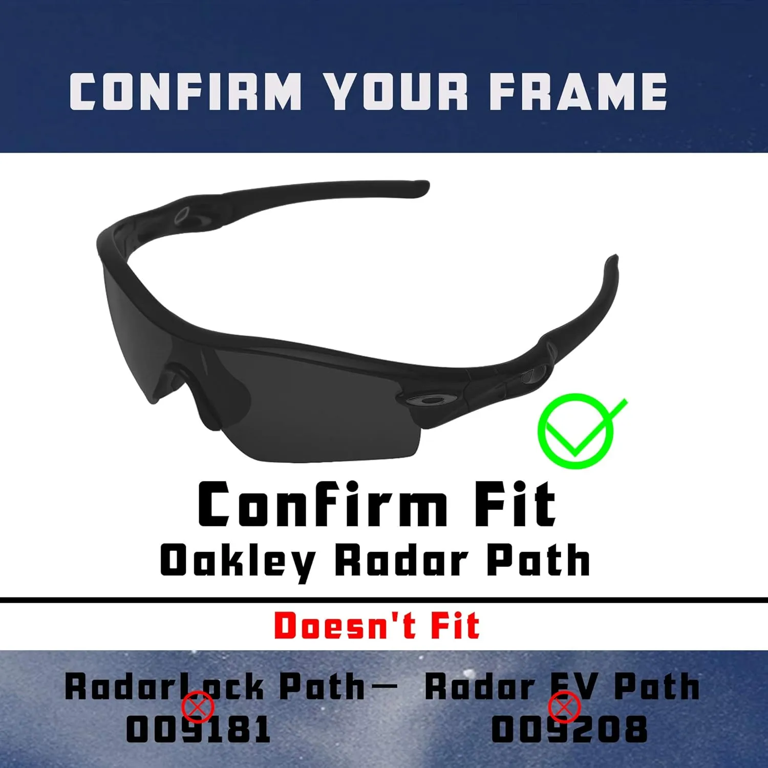 Radar Path Lenses & Rubber Kits Replacement for Oakley Sunglass Polarized
