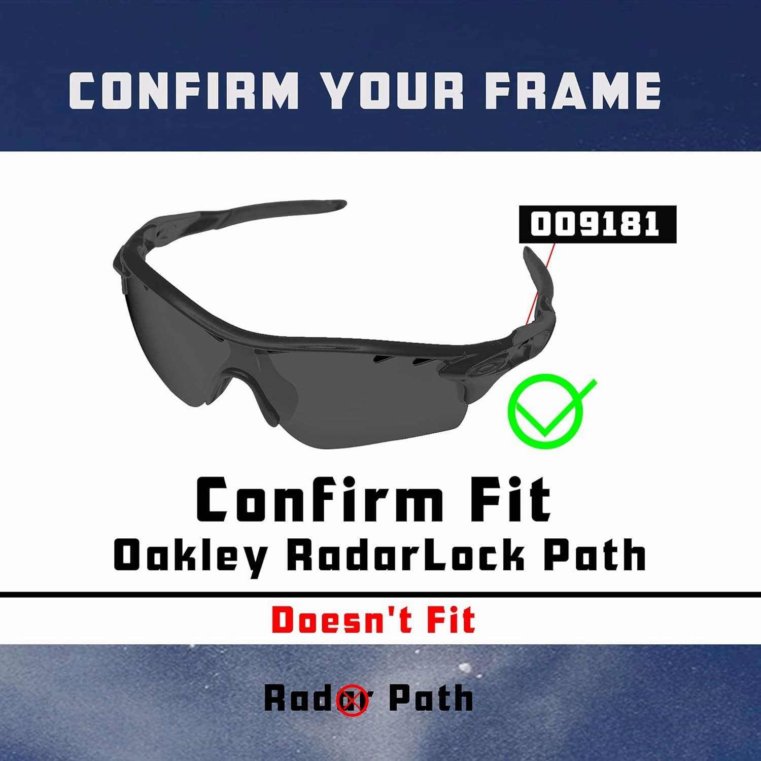 RadarLock Path Lenses & Rubber Kits Replacement for Oakley Sunglass OO9181 Polarized