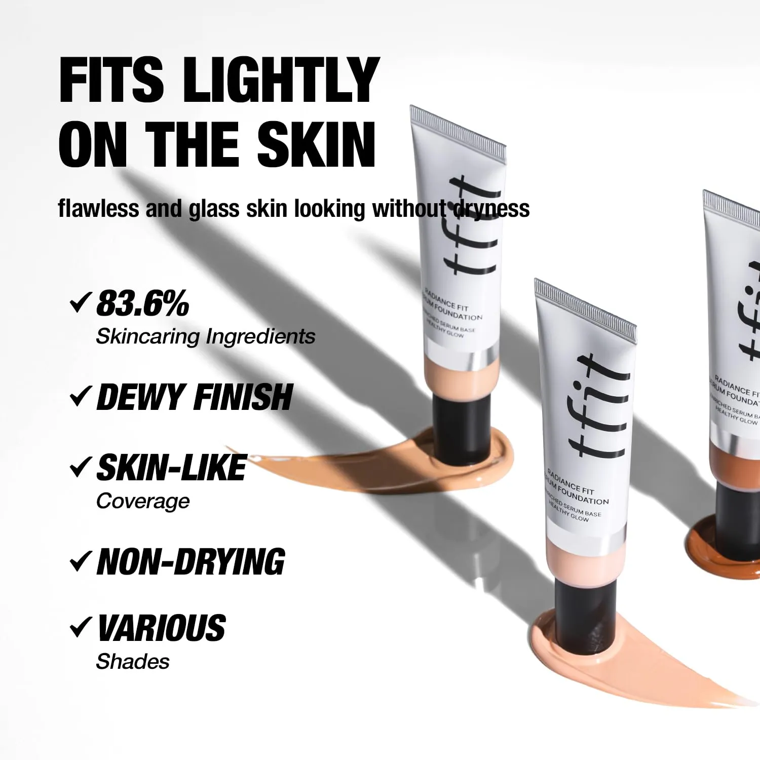 Radiance Fit Serum Foundation - Flawless Coverage, Dewy finish, Long-lasting, Lightweight, Korean Makeup,1.05 Oz. (C1.5 Lingerie, 1.05 Oz.)