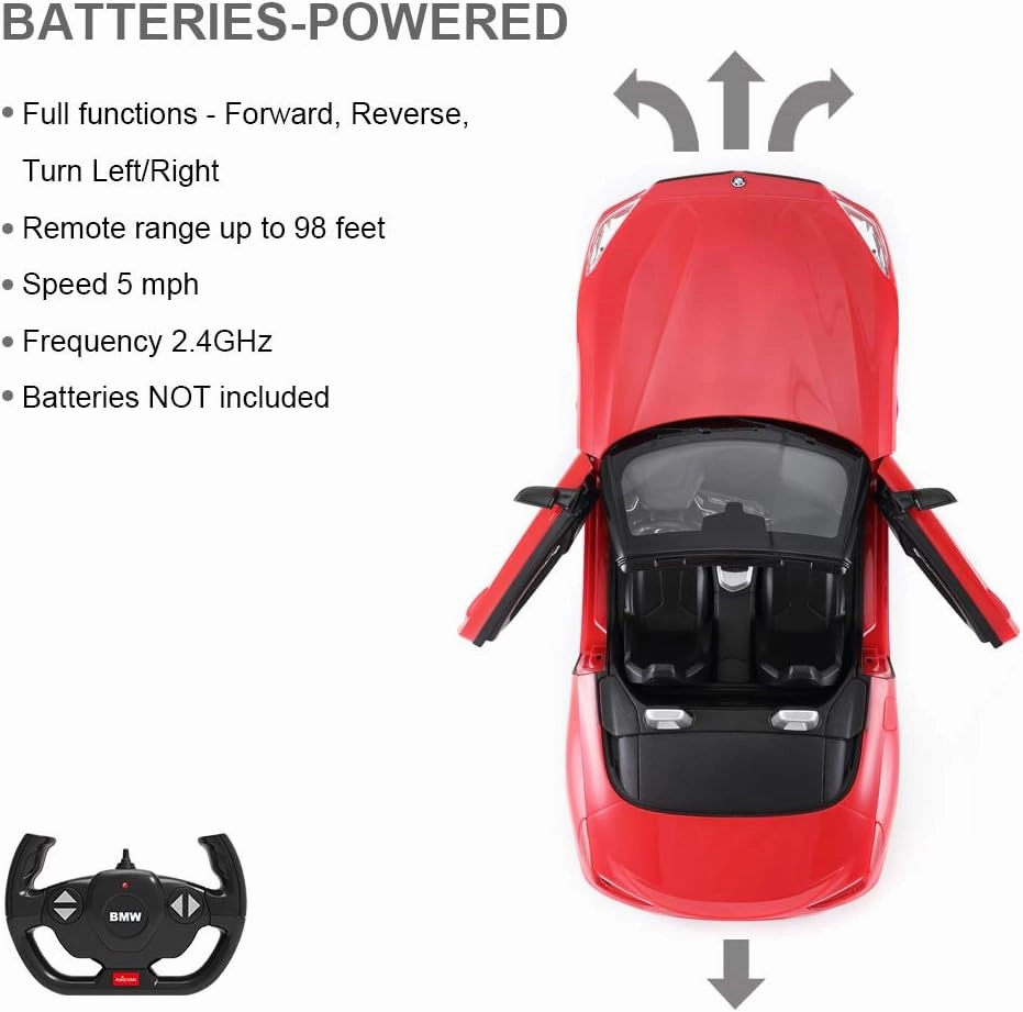 RASTAR BMW RC Car, 1/14 Scale BMW Z4 Roadster New Version Remote Control Car, Convertible Toy Car – Red / 2.4Ghz