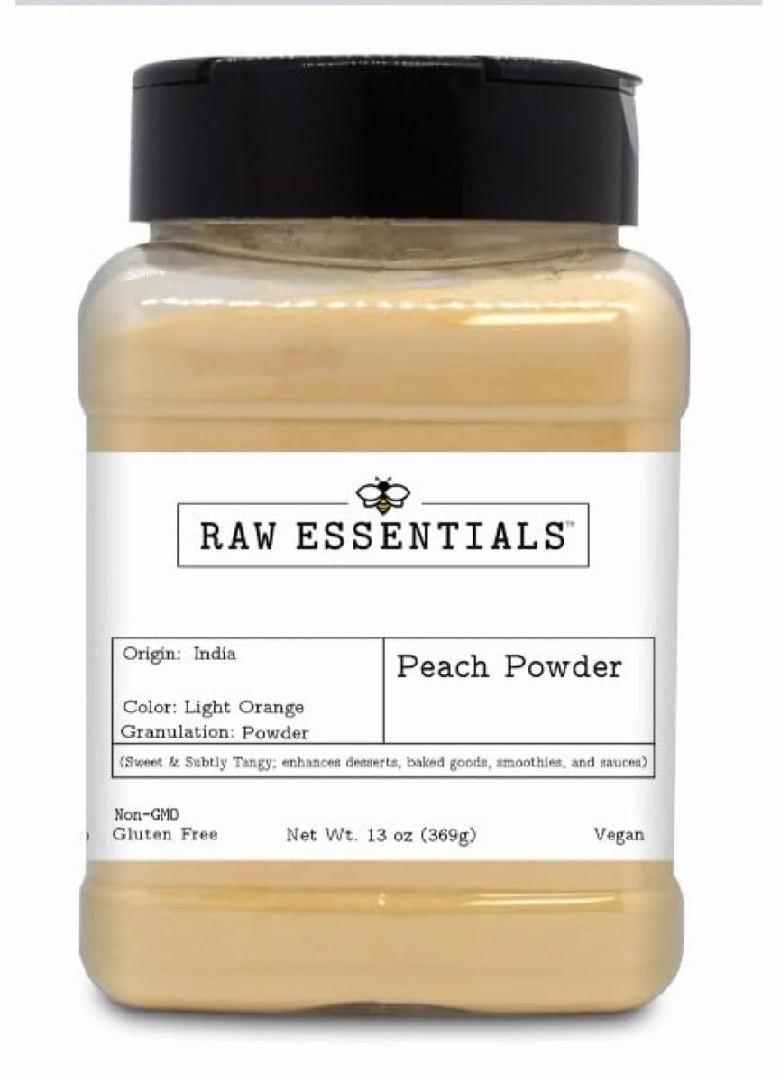 Raw Essentials Peach Powder - Sweet and Subtly Tangy - Enhances Desserts, Baked Goods, Smoothies, and Sauces - 13 Ounce Bottle