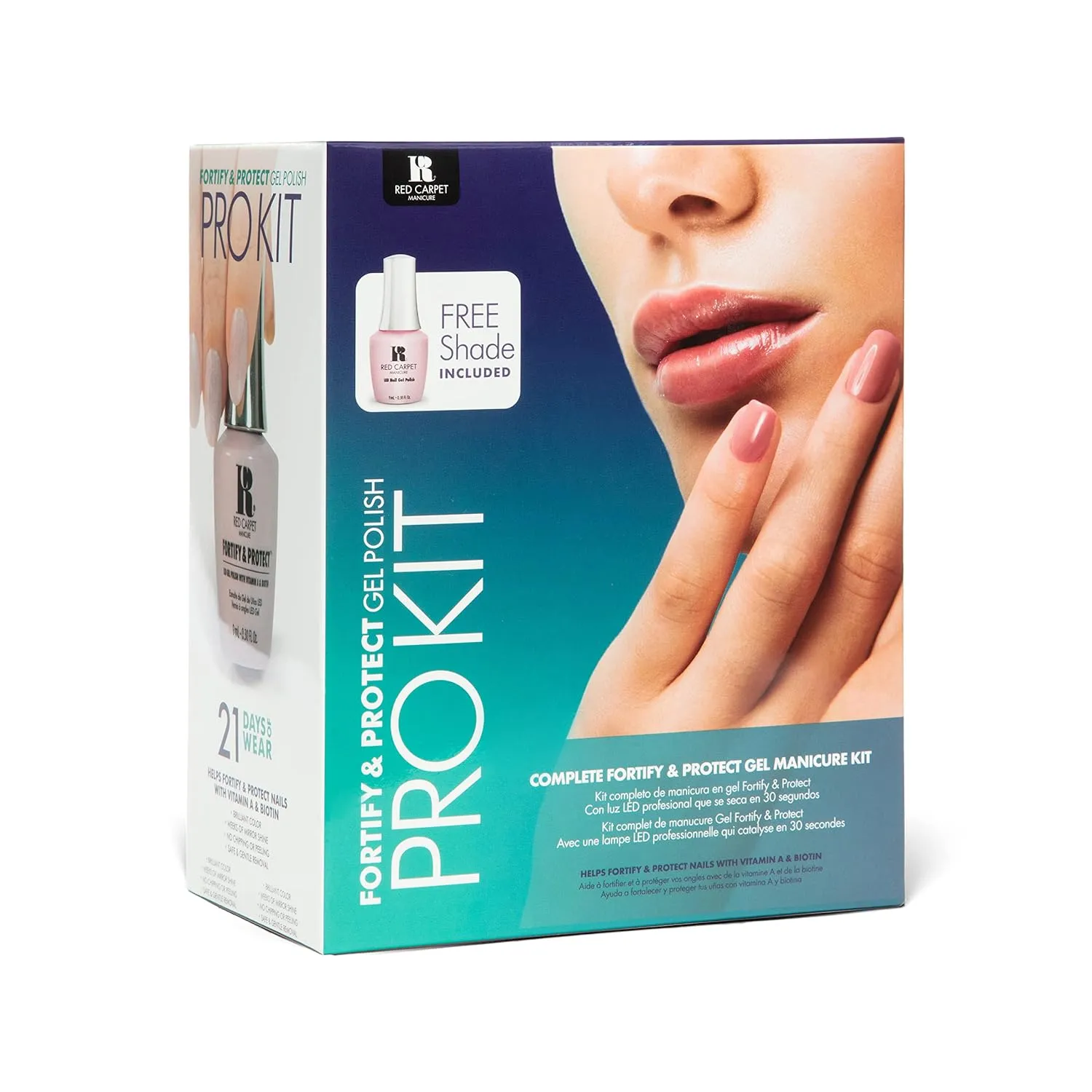 RC Red Carpet Manicure Fortify & Protect Pro Kit - Professional Gel Nail System for Long-Lasting, Chip-Free, Salon-Quality Manicures at Home with LED Light for Strong, Healthy Nails.