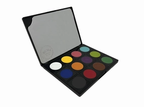 RCMA 12-Shade Color Makeup Pro Palette | Face, Lip and Eye | Professional Makeup | white, yellow, pink, tourquoise, blue, orange, purple, lime, green, black red, brown and green | Halloween |1.09oz