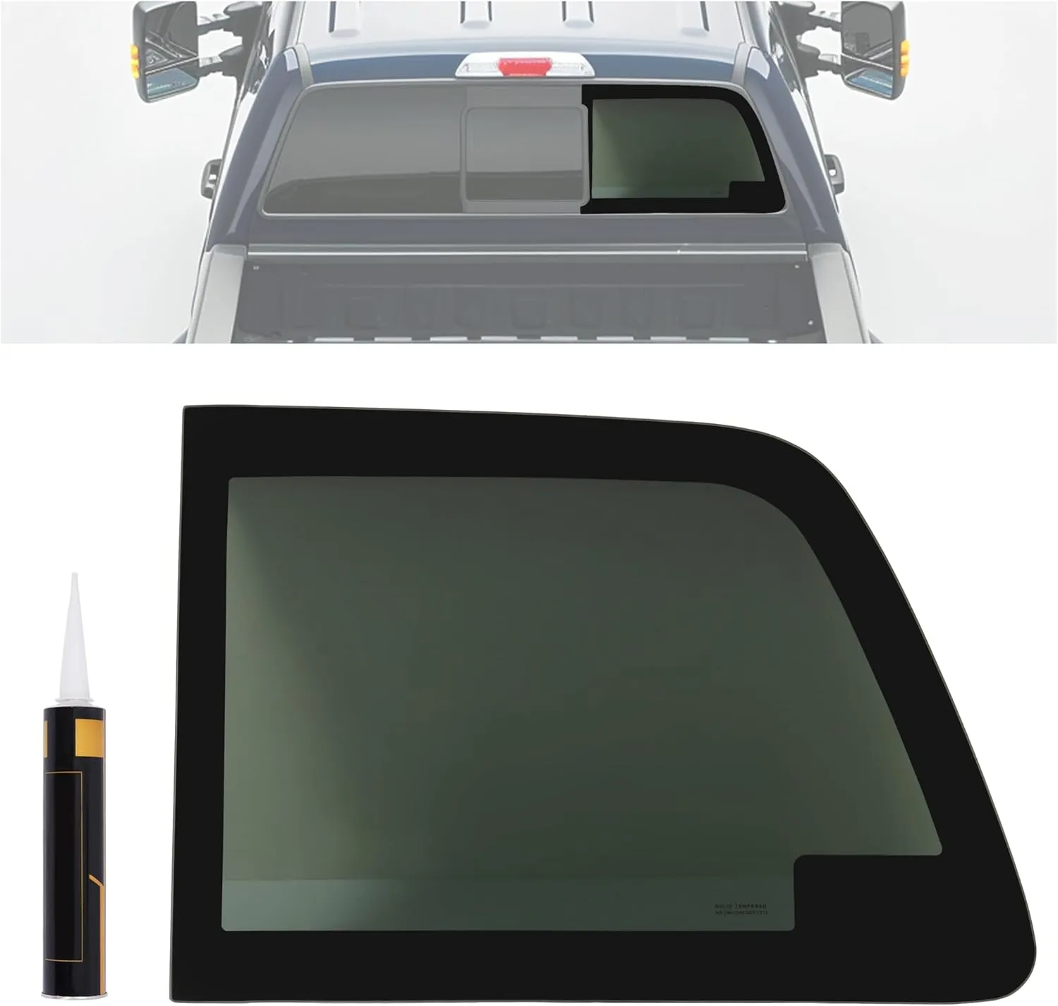 Rear Door Window Compatible with 2008-2016 Ford F250 F350 Manual and Power Slider Window Side Sliding Door Glass Dark Tinted Tempered Glass Right Passenger Side