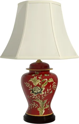 Red Lantern 22.5" Golden Foliage Porcelain Lamp