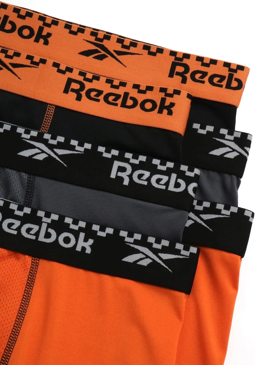 Reebok Men's Boxer Briefs - 6 Pack Sport Soft Performance Long Leg Underwear Boxers for Men with Mesh Fly Pouch (Sizes: S-XL)