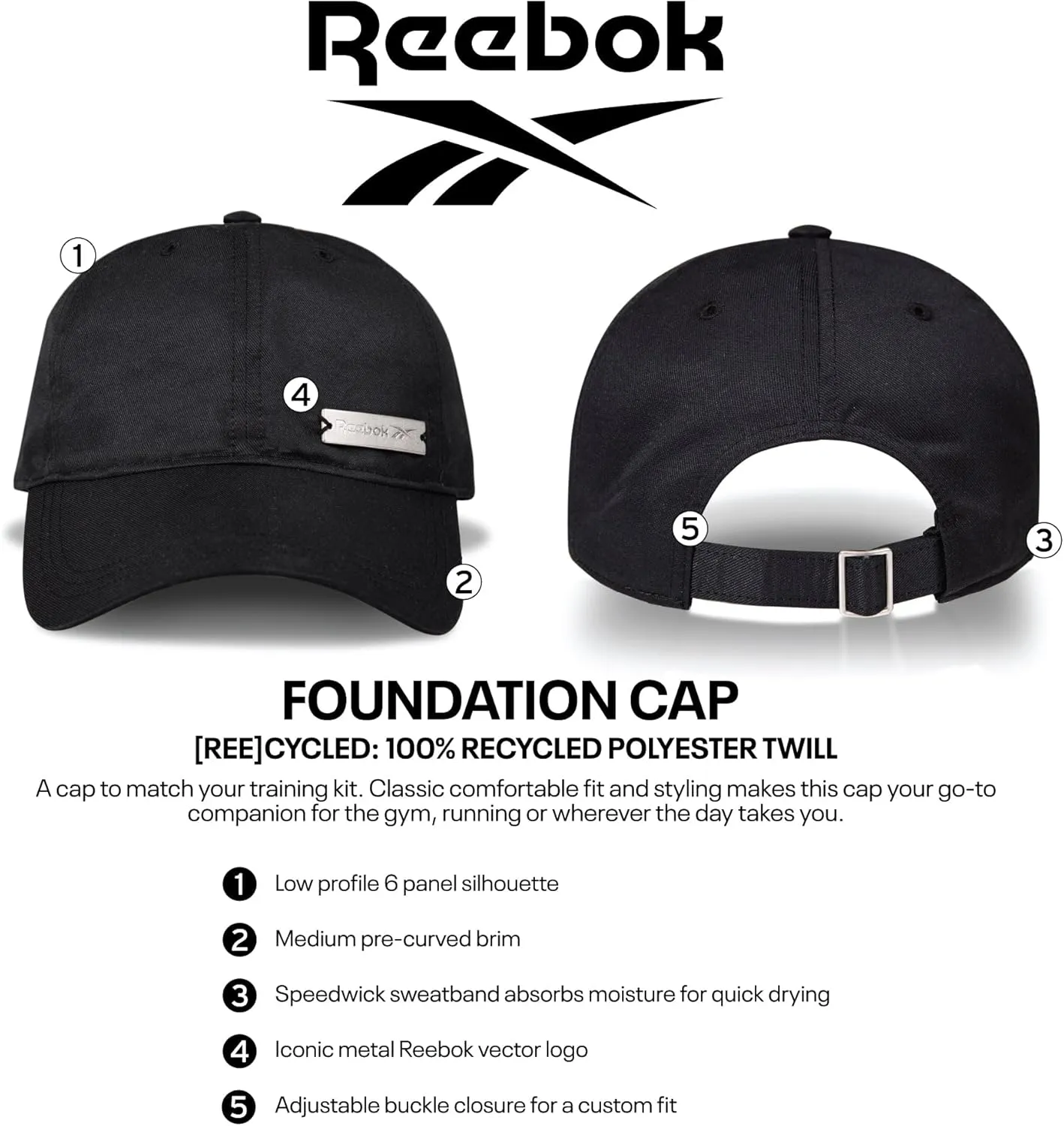 Reebok Women's Badge Hat | Golf | Tennis | Court | Performance | Breathable | Lightweight | Quick Drying | Sun Protection