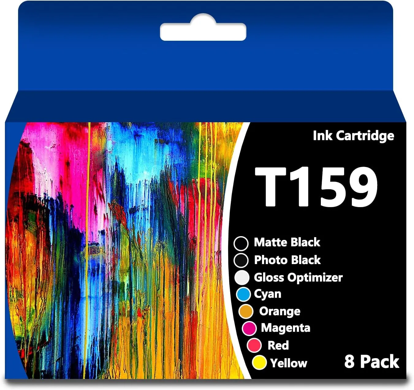 Remanufactured 159 T159 Ink Cartridge (T159020 T159120 T159220 T159320 T159420 T159720 T159820 T159920 Ink) Compatible with Stylus R2000 Photo Printer (8Packs,B,C,M,Y,R,MB,O,GO)