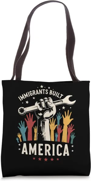 Retro Hard Work - Immigrants Build Americas Diversity Tote Bag