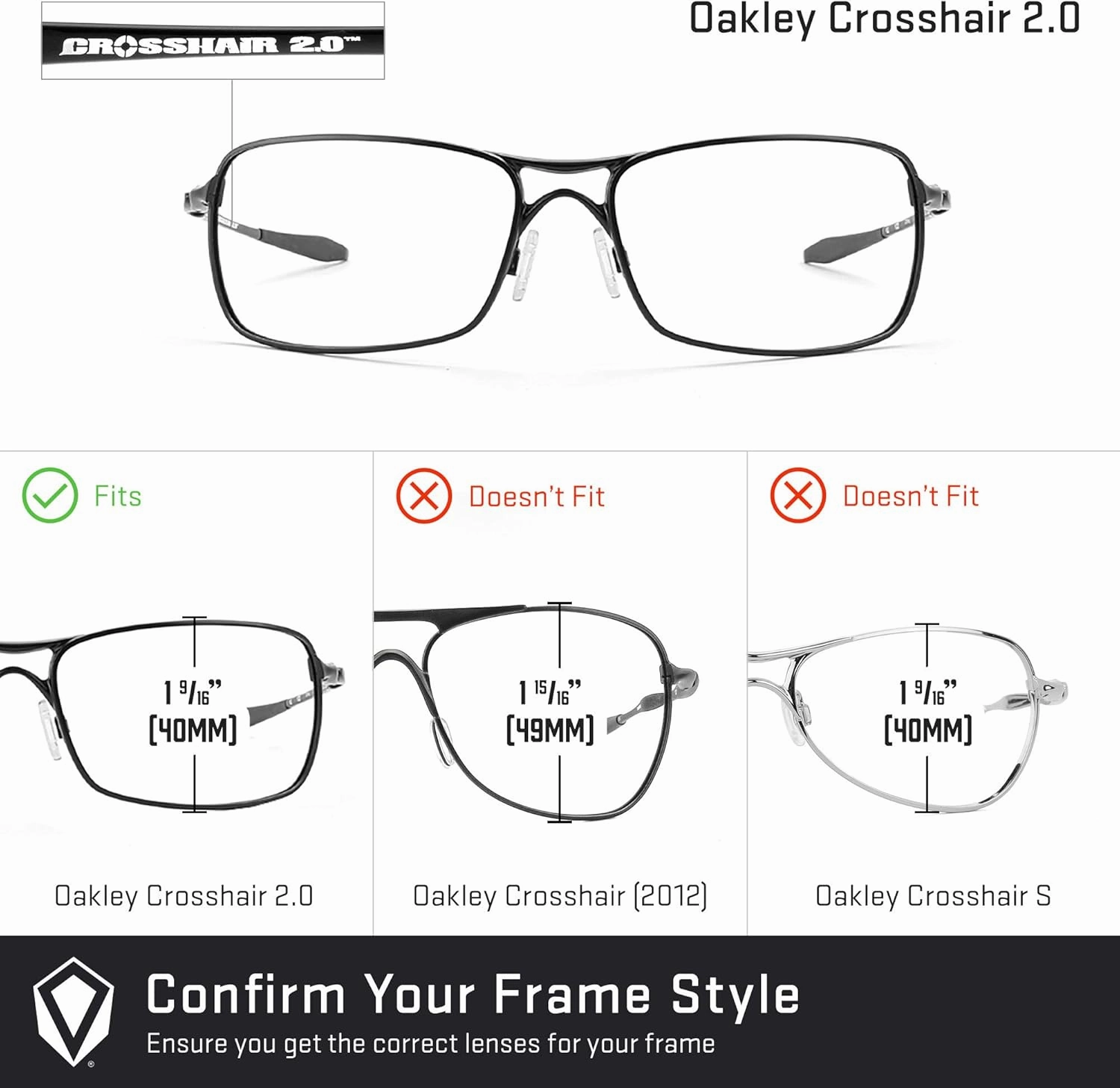 Revant Replacement Lenses for Oakley Crosshair 2.0 sunglasses, Polarized Options, Anti-Scratch and Impact Resistant