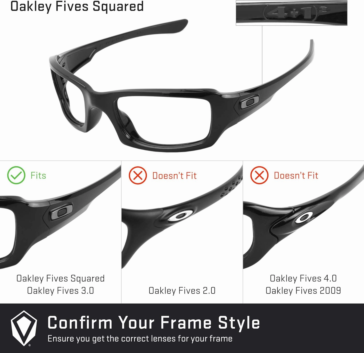 Revant Replacement Lenses for Oakley Fives Squared sunglasses, Polarized Options, Anti-Scratch and Impact Resistant