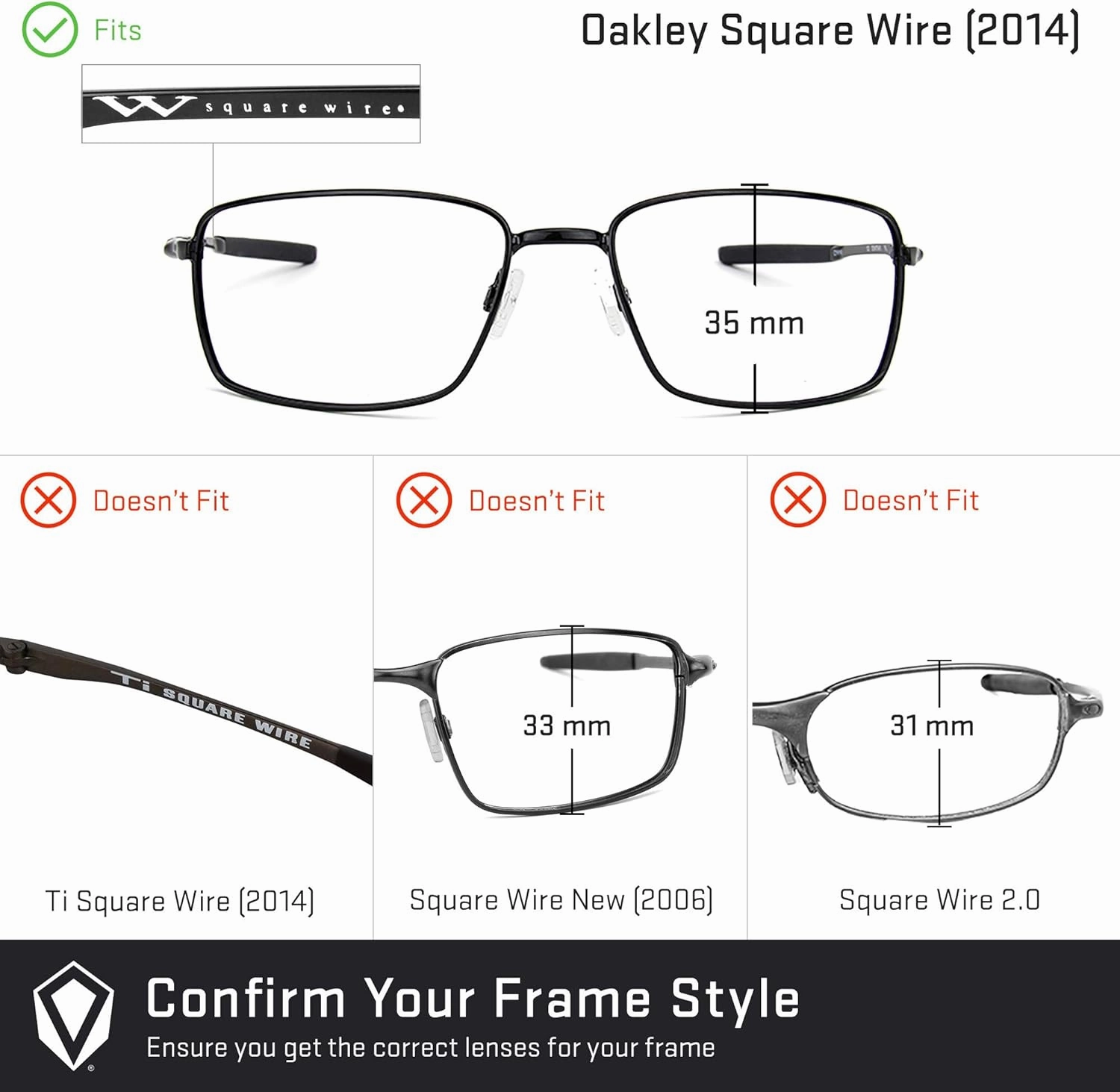Revant Replacement Lenses for Oakley Square Wire (2014) sunglasses, Polarized Options, Anti-Scratch and Impact Resistant