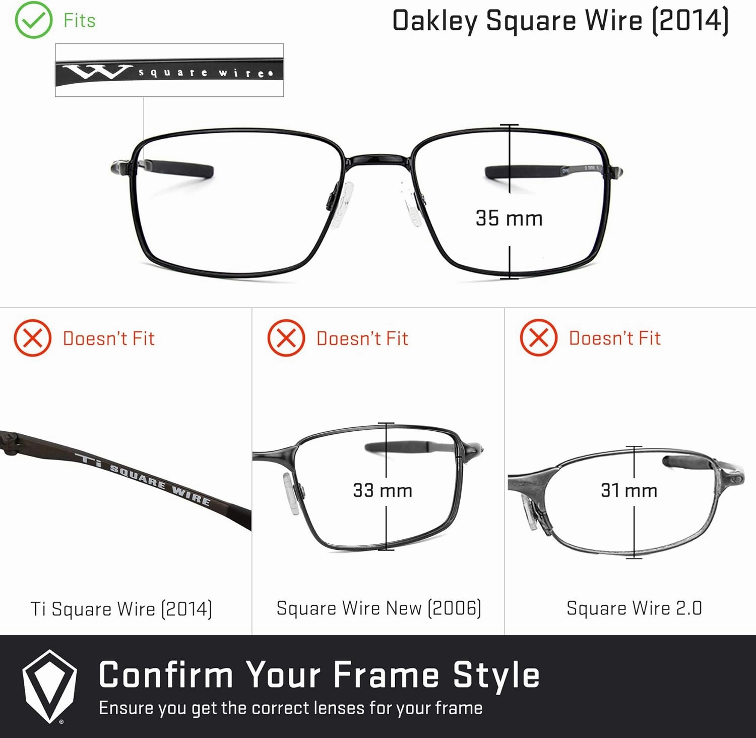 Revant Replacement Lenses for Oakley Square Wire (2014) sunglasses, Polarized Options, Anti-Scratch and Impact Resistant