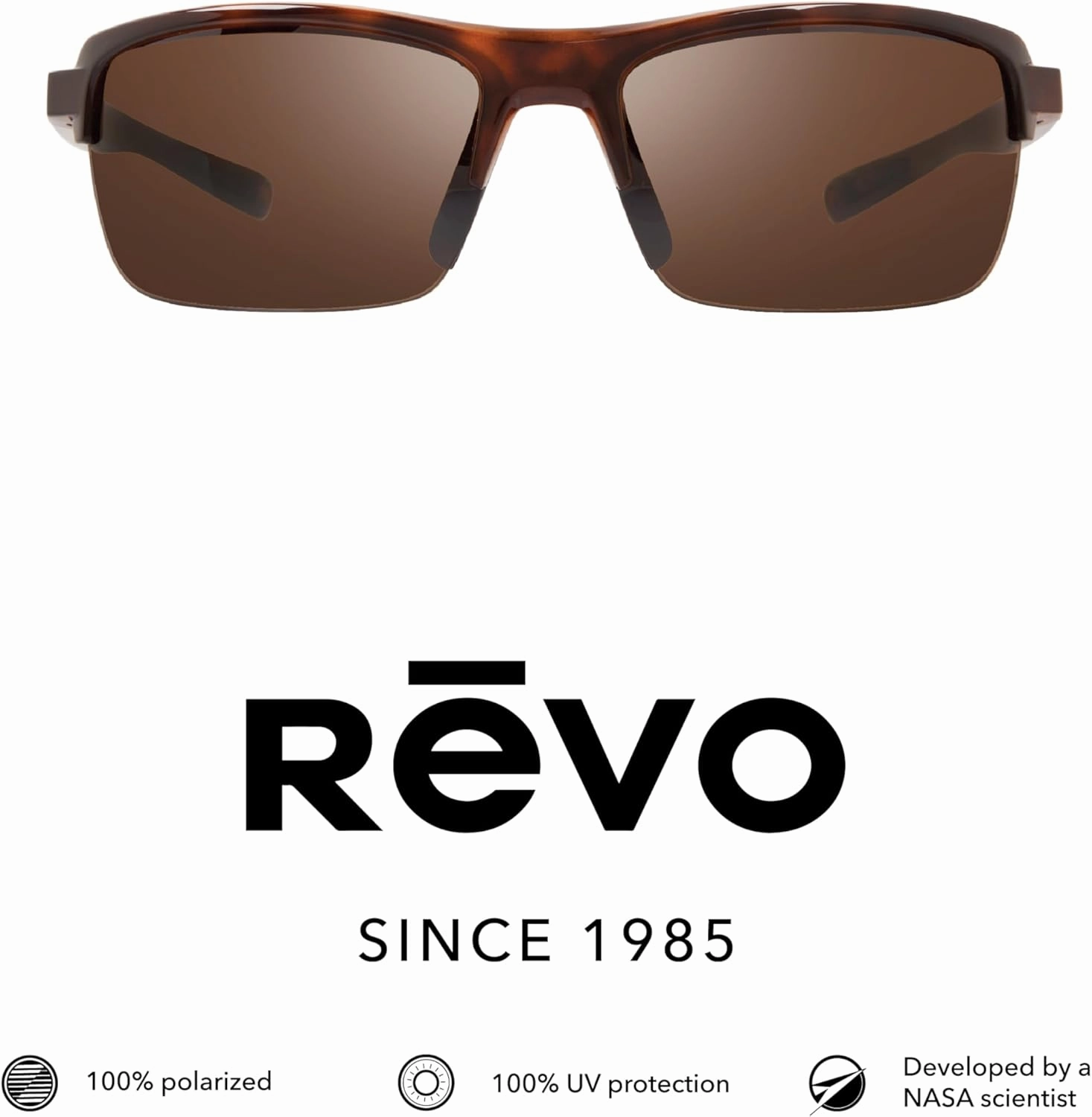 Revo Sunglasses Crux N: Polarized Lens Filters UV, Semi-Rimless Rectangle Wrap Frame