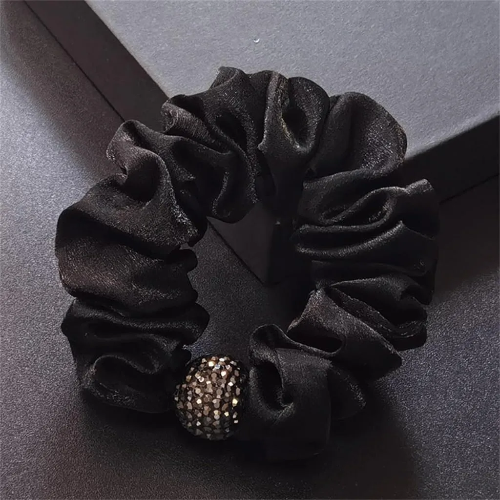 Rhinestone Foundation Tied Hair Rope Female Tied Ponytail Leather Band Ball Hair