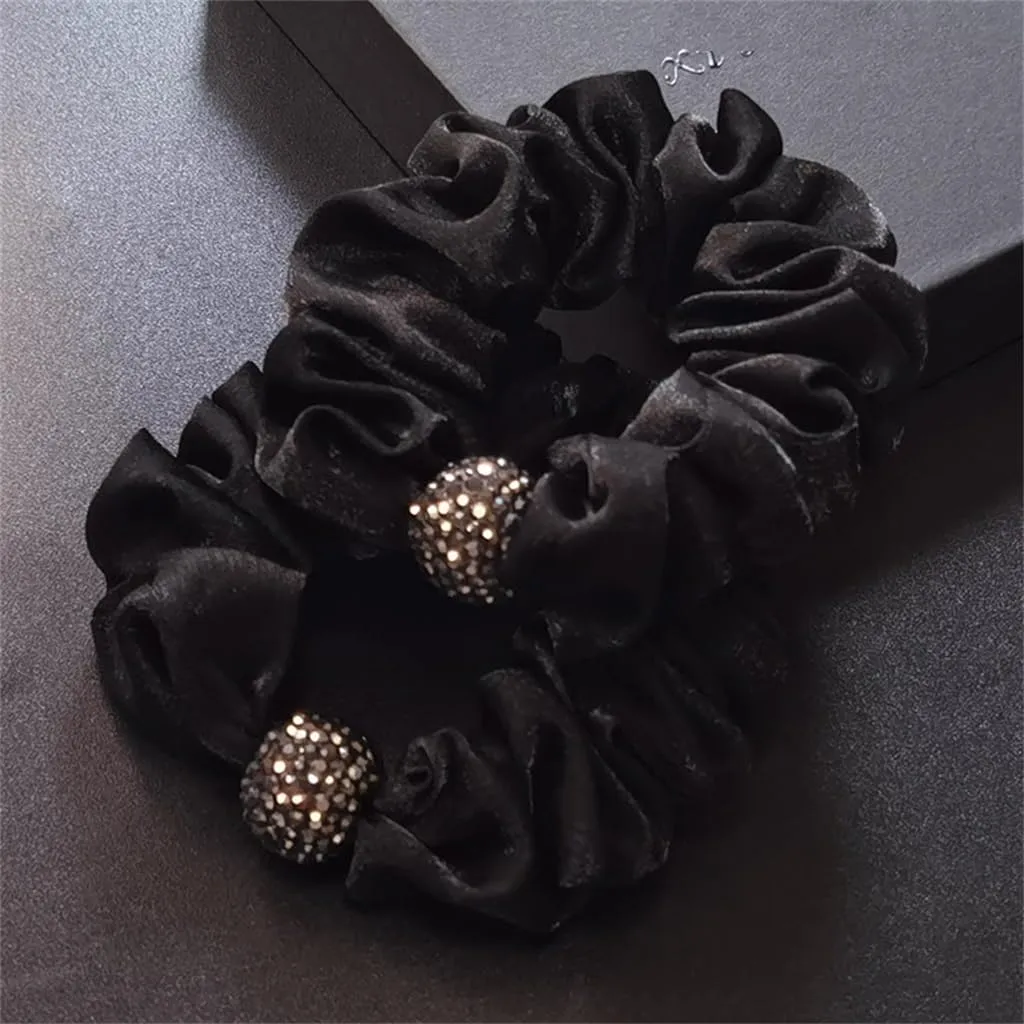 Rhinestone Foundation Tied Hair Rope Female Tied Ponytail Leather Band Ball Hair