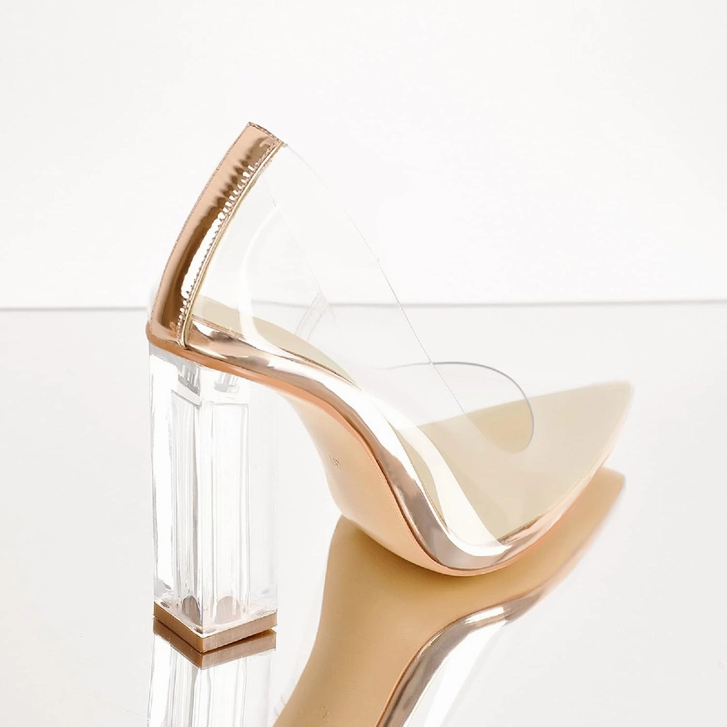 Richealnana Women's Clear Pumps for Women Heels Pointed Toe Clear High Heels Close Toe Dressy Pumps