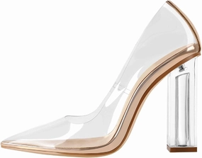Richealnana Women's Clear Pumps for Women Heels Pointed Toe Clear High Heels Close Toe Dressy Pumps
