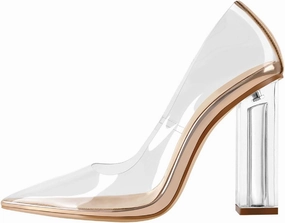 Richealnana Women's Clear Pumps for Women Heels Pointed Toe Clear High Heels Close Toe Dressy Pumps