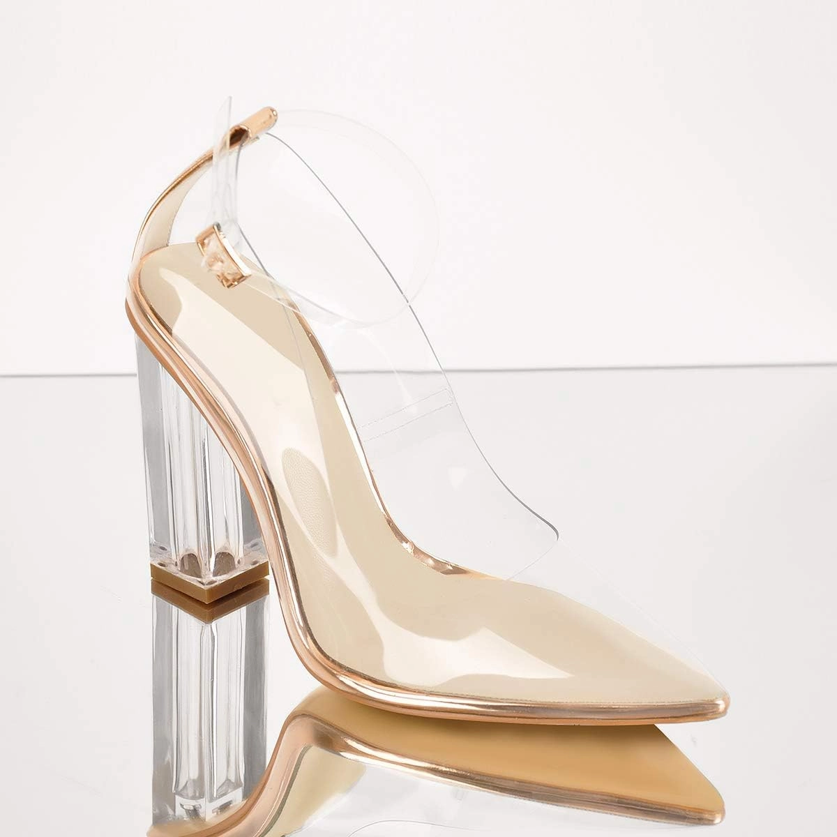 Richealnana Women's Clear Pumps for Women Heels Pointed Toe Clear High Heels Close Toe Dressy Pumps