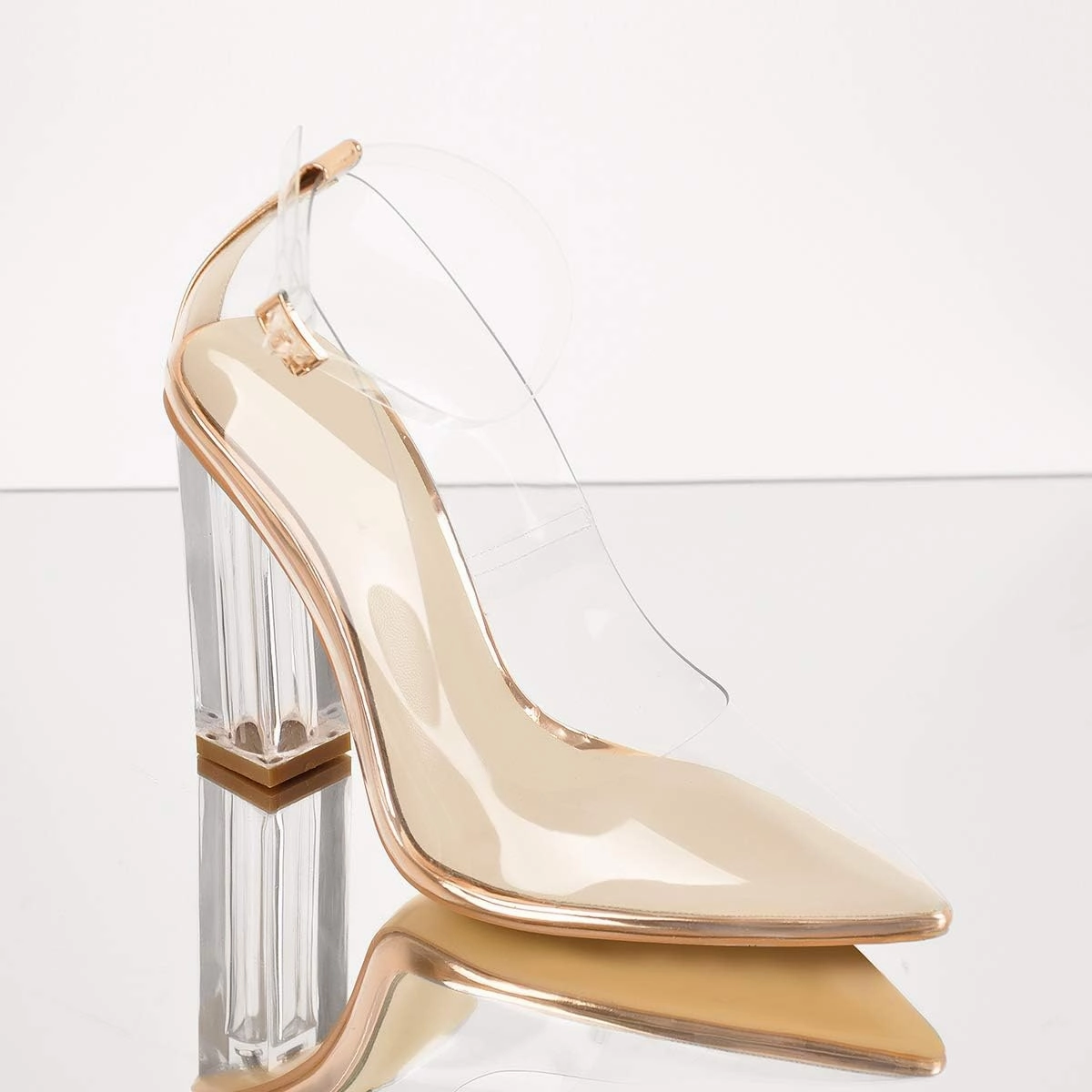 Richealnana Women's Clear Pumps for Women Heels Pointed Toe Clear High Heels Close Toe Dressy Pumps