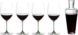 RIEDEL Veritas Cabernet/Merlot   Mosel Decanter, Wine Glass Set, 5 Pack - Cabernet, Merlot, Decanter - Dishwasher Safe, Crystal Glass - 5449/0-MOS