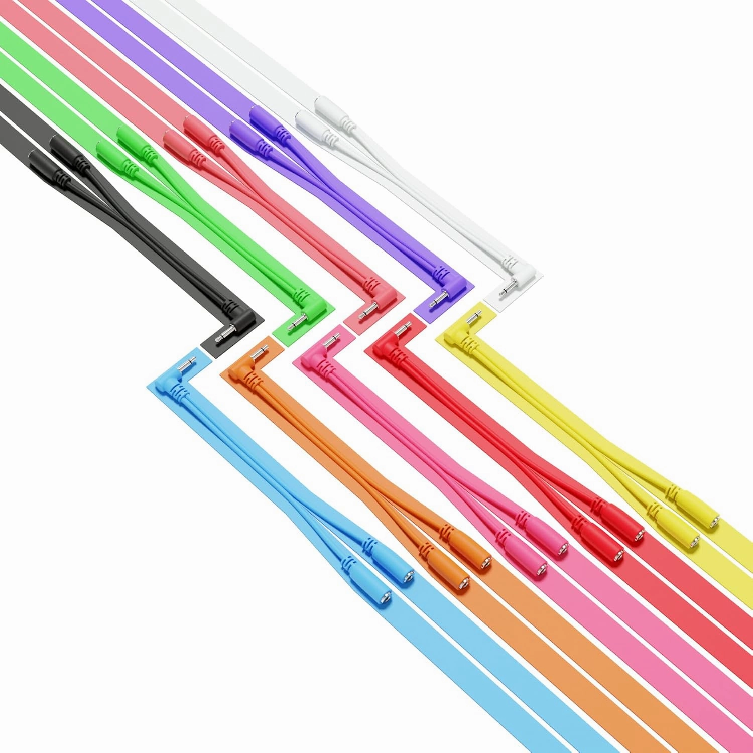 Right Angle Mono Splitter Y Patch Cables - TS 3.5mm 1/8" Eurorack Synth Synthesizer [10-Pack]