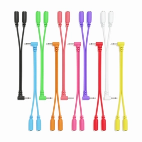 Right Angle Mono Splitter Y Patch Cables - TS 3.5mm 1/8" Eurorack Synth Synthesizer [10-Pack]