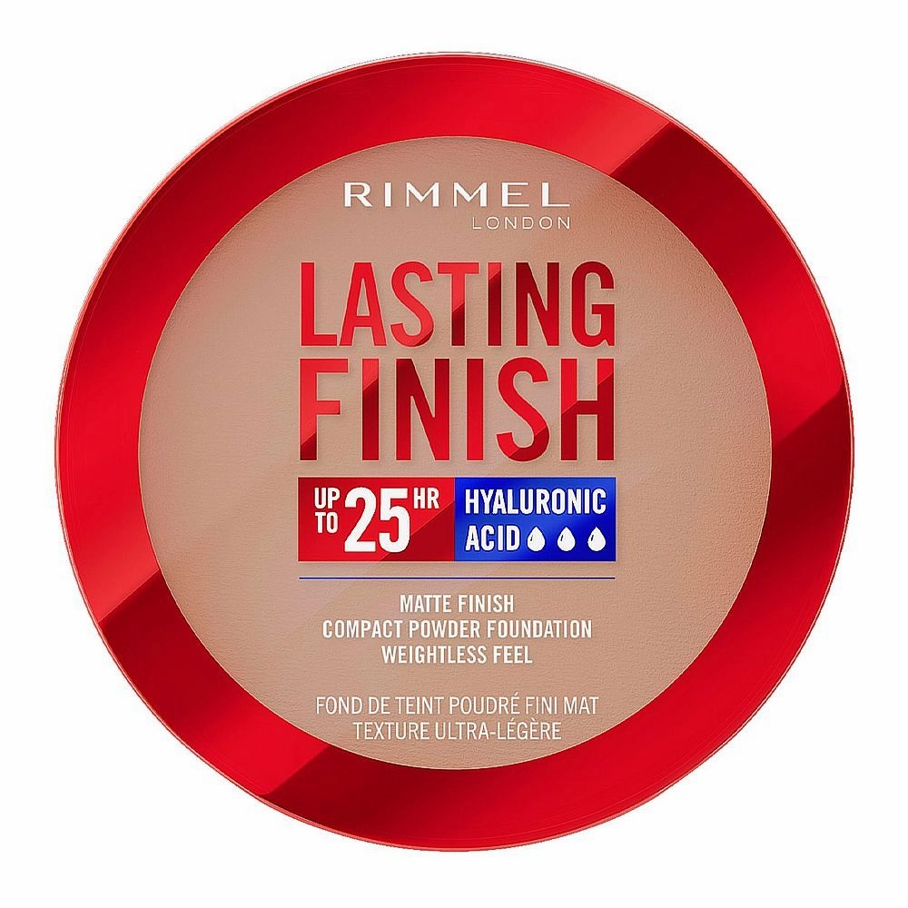 Rimmel Lasting Finish 25H Compact Powder Foundation with Hyaluronic Acid, Matte Finish, SPF20, 009 Honey
