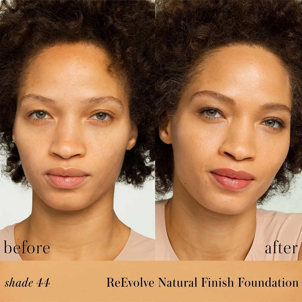RMS Beauty ReEvolve Natural Finish Foundation - Liquid Foundation Face Makeup, Makeup Foundation Skin Tint, Refillable Foundation Pump Make Up