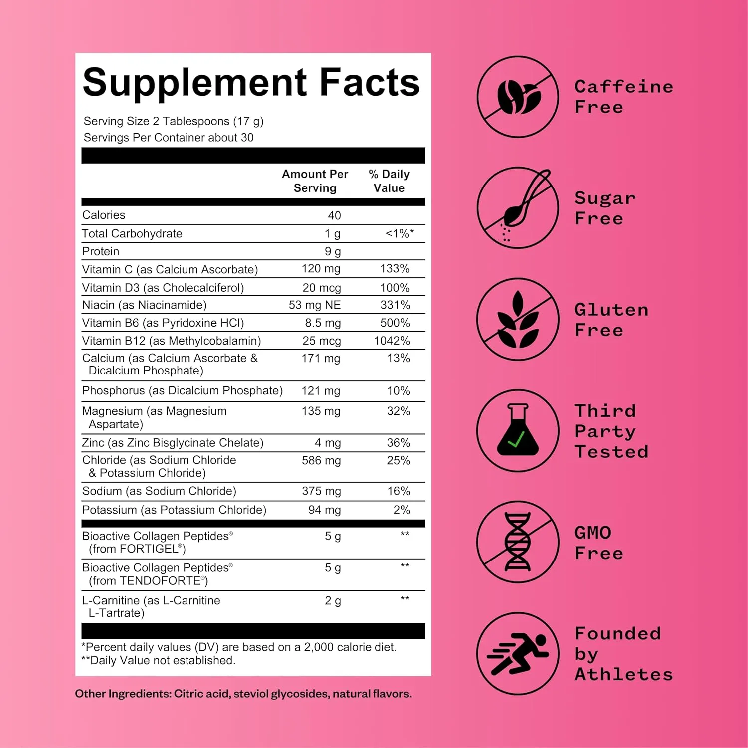 RNWY Foundation Collagen   Hydration Powder, Daily Joint Support with Electrolytes, Wild Cherry, 10g Collagen Peptides, 30 Servings