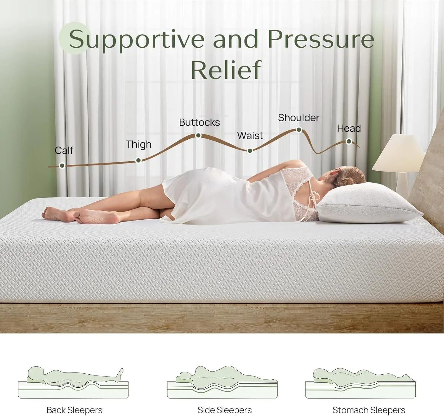 Rolanstar Queen Size Mattress, 10 Inch Gel Memory Foam Mattress in a Box, Fiberglass Free, Breathable for Cooler Sleep Supportive & Pressure Relief, CertiPUR-US Certified, White