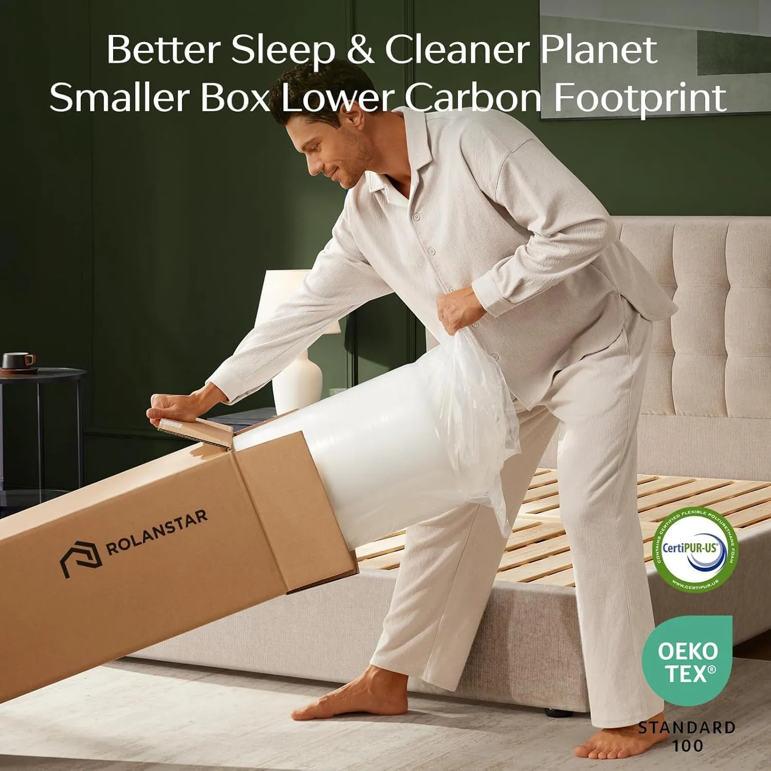 Rolanstar Queen Size Mattress, 10 Inch Gel Memory Foam Mattress in a Box, Fiberglass Free, Breathable for Cooler Sleep Supportive & Pressure Relief, CertiPUR-US Certified, White
