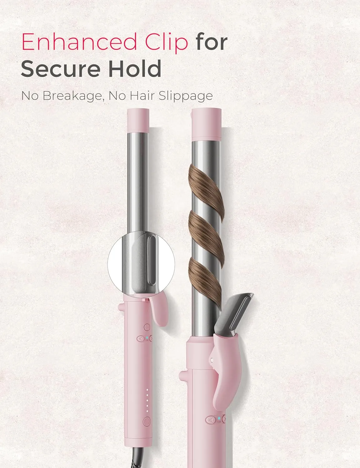 Rotating Curling Iron 1 Inch - TYMO Automatic Curling Wand for Beach Waves, 2024 Upgraded Professional Tourmaline Ceramic Auto Curler with 40M Negative Ions & 30s Heat-up for Medium Hair, Pink