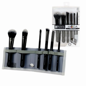 Royal Brush Moda Total Face Cosmetic Brush Set and Case, Black