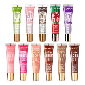 Ruby Kisses Broadway Vita-Lip Tinted & Clear Lip Gloss Set (11 Pack) Ultra-Hydrating & Soothing Formula with Vitamins, High-Shine Non-Sticky Lip Balm with Rosehip Coconut Oil, Pink & Brown Shades