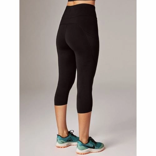 Running Bare Womens Peach Flex 3/4 Tights Core Black