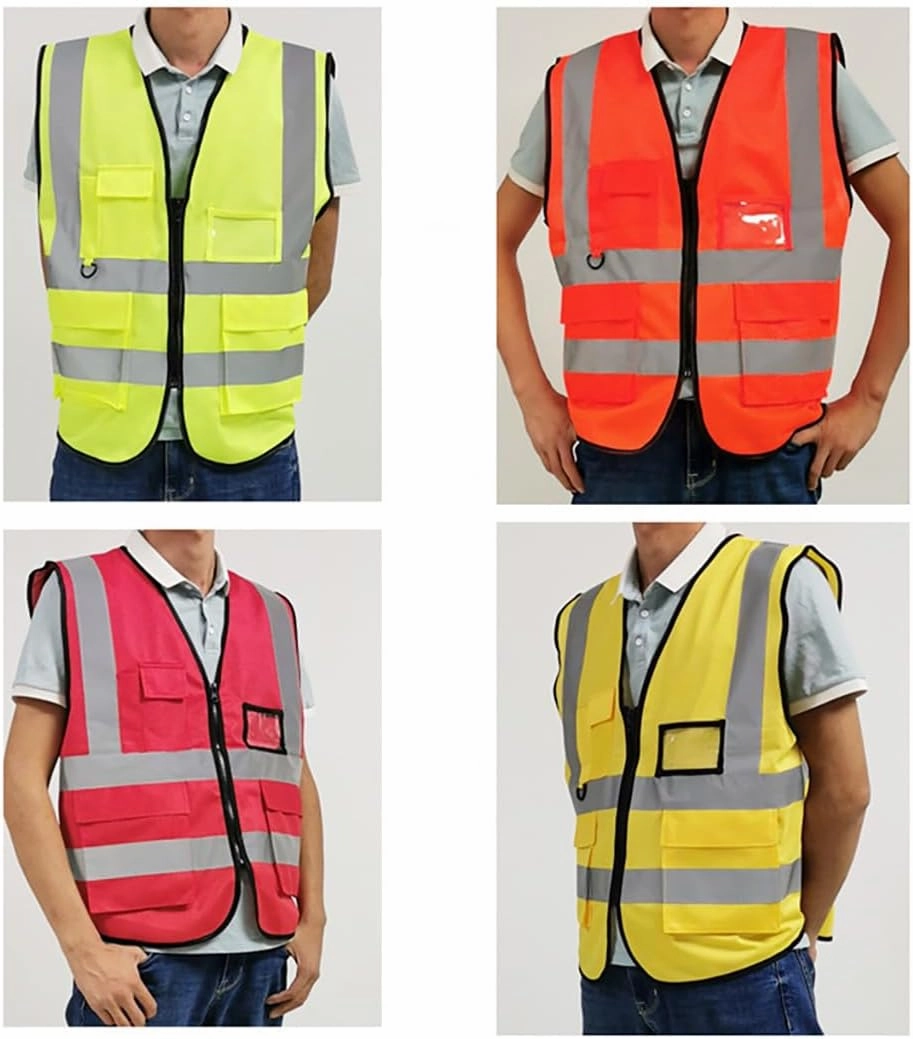 Safety Reflective Vest for Men with Pockets,High Visibility Mesh Safety Waistcoat for Worker Police Traffic,Outdoor Running Night Walking Safety Gear for Unisex Adult-2pcs